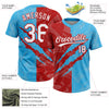 Maxcorners Custom Graffiti Pattern White Sky Blue-Red 3D Scratch Two-Button Unisex Softball Jersey LM2605
