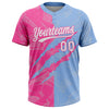 Maxcorners Custom Graffiti Pattern White Light Blue-Pink 3D Scratch Two-Button Unisex Softball Jersey LM2605