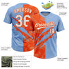 Maxcorners Custom Graffiti Pattern White Light Blue-Orange 3D Scratch Two-Button Unisex Softball Jersey LM2605