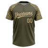 Maxcorners Custom Olive Vegas Gold Salute To Service Camo Raglan Sleeves Two-Button Unisex Softball Jersey LM2605