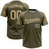 Maxcorners Custom Olive Vegas Gold Salute To Service Camo Raglan Sleeves Two-Button Unisex Softball Jersey LM2605