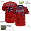 Maxcorners Custom Red Navy-White Distressed Scratch Brush Stroke Star Raglan Sleeves Two-Button Unisex Softball Jersey LM2605