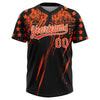 Maxcorners Custom Black Orange-White Distressed Scratch Brush Stroke Star Raglan Sleeves Two-Button Unisex Softball Jersey LM2605