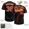 Maxcorners Custom Black Orange-White Distressed Scratch Brush Stroke Star Raglan Sleeves Two-Button Unisex Softball Jersey LM2605