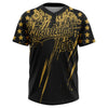 Maxcorners Custom Black Old Gold Distressed Scratch Brush Stroke Star Raglan Sleeves Two-Button Unisex Softball Jersey LM2605