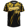 Maxcorners Custom Black Yellow-White Distressed Scratch Brush Stroke Star Raglan Sleeves Two-Button Unisex Softball Jersey LM2605