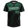 Maxcorners Custom Black Kelly Green-White Distressed Scratch Brush Stroke Star Raglan Sleeves Two-Button Unisex Softball Jersey LM2605