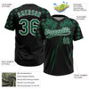 Maxcorners Custom Black Kelly Green-White Distressed Scratch Brush Stroke Star Raglan Sleeves Two-Button Unisex Softball Jersey LM2605