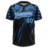 Maxcorners Custom Black Electric Blue-White Distressed Scratch Brush Stroke Star Raglan Sleeves Two-Button Unisex Softball Jersey LM2605