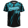 Maxcorners Custom Black Lakes Blue-White Distressed Scratch Brush Stroke Star Raglan Sleeves Two-Button Unisex Softball Jersey LM2605
