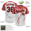 Maxcorners Custom White Red-Black Distressed Scratch Brush Stroke Star Raglan Sleeves Two-Button Unisex Softball Jersey LM2605