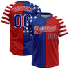 Maxcorners Custom Red Royal-White Stars & Stripes Raglan Sleeves Two-Button Unisex Softball Jersey LM2605