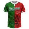 Maxcorners Custom Red Kelly Green-White Mexico Two-Button Unisex Softball Jersey LM2605