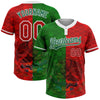 Maxcorners Custom Red Kelly Green-White Mexico Two-Button Unisex Softball Jersey LM2605