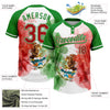 Maxcorners Custom Grass Green Red-White Mexico Two-Button Unisex Softball Jersey LM2605