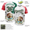 Maxcorners Custom White Kelly Green-Red Mexico Two-Button Unisex Softball Jersey LM2605