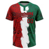 Maxcorners Custom Kelly Green Red Black-White Mexico Two-Button Unisex Softball Jersey LM2605