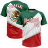 Maxcorners Custom Kelly Green White-Red Mexico Two-Button Unisex Softball Jersey LM2605
