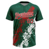 Maxcorners Custom Kelly Green Red-White Mexico Dripping Splatter Cracked Texture Two-Button Unisex Softball Jersey LM2605
