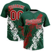 Maxcorners Custom Kelly Green Red-White Mexico Dripping Splatter Cracked Texture Two-Button Unisex Softball Jersey LM2605