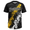 Maxcorners Custom Black Yellow-White Dripping Splatter Cracked Texture Two-Button Unisex Softball Jersey LM2605