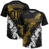 Maxcorners Custom Black Old Gold-White Dripping Splatter Cracked Texture Two-Button Unisex Softball Jersey LM2605