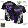 Maxcorners Custom Black Purple-White Dripping Splatter Cracked Texture Two-Button Unisex Softball Jersey LM2605