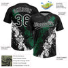 Maxcorners Custom Black Kelly Green-White Dripping Splatter Cracked Texture Two-Button Unisex Softball Jersey LM2605