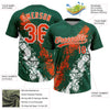 Maxcorners Custom Kelly Green Orange-White Dripping Splatter Cracked Texture Two-Button Unisex Softball Jersey LM2605