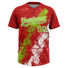 Maxcorners Custom Red Neon Green-White Dripping Splatter Cracked Texture Two-Button Unisex Softball Jersey LM2605