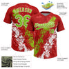 Maxcorners Custom Red Neon Green-White Dripping Splatter Cracked Texture Two-Button Unisex Softball Jersey LM2605