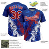 Maxcorners Custom Royal Red-White Dripping Splatter Cracked Texture Two-Button Unisex Softball Jersey LM2605