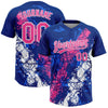 Maxcorners Custom Royal Pink-White Dripping Splatter Cracked Texture Two-Button Unisex Softball Jersey LM2605