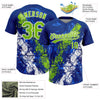 Maxcorners Custom Royal Neon Green-White Dripping Splatter Cracked Texture Two-Button Unisex Softball Jersey LM2605