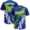 Maxcorners Custom Royal Neon Green-White Dripping Splatter Cracked Texture Two-Button Unisex Softball Jersey LM2605