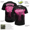 Maxcorners Custom Black Pink-White Dripping Splatter Paint Two-Button Unisex Softball Jersey LM2605