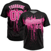 Maxcorners Custom Black Pink-White Dripping Splatter Paint Two-Button Unisex Softball Jersey LM2605