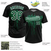 Maxcorners Custom Black Kelly Green-White Dripping Splatter Paint Two-Button Unisex Softball Jersey LM2605