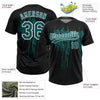 Maxcorners Custom Black Teal-White Dripping Splatter Paint Two-Button Unisex Softball Jersey LM2605