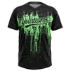 Maxcorners Custom Black Pea Green Dripping Splatter Paint Two-Button Unisex Softball Jersey LM2605