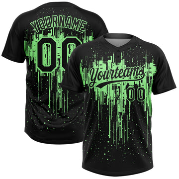 Maxcorners Custom Black Pea Green Dripping Splatter Paint Two-Button Unisex Softball Jersey LM2605