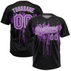 Maxcorners Custom Black Medium Purple-White Dripping Splatter Paint Two-Button Unisex Softball Jersey LM2605