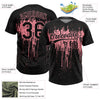 Maxcorners Custom Black Medium Pink Dripping Splatter Paint Two-Button Unisex Softball Jersey LM2605