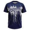 Maxcorners Custom Navy White Dripping Splatter Paint Two-Button Unisex Softball Jersey LM2605