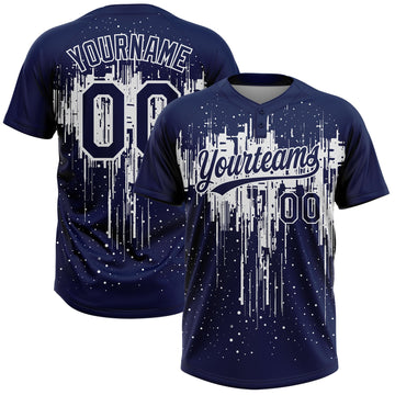 Maxcorners Custom Navy White Dripping Splatter Paint Two-Button Unisex Softball Jersey LM2605