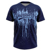 Maxcorners Custom Navy Light Blue Dripping Splatter Paint Two-Button Unisex Softball Jersey LM2605