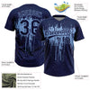 Maxcorners Custom Navy Light Blue Dripping Splatter Paint Two-Button Unisex Softball Jersey LM2605