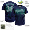Maxcorners Custom Navy Teal-White Dripping Splatter Paint Two-Button Unisex Softball Jersey LM2605