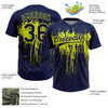 Maxcorners Custom Navy Neon Yellow Dripping Splatter Paint Two-Button Unisex Softball Jersey LM2605