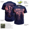 Maxcorners Custom Navy Medium Pink Dripping Splatter Paint Two-Button Unisex Softball Jersey LM2605